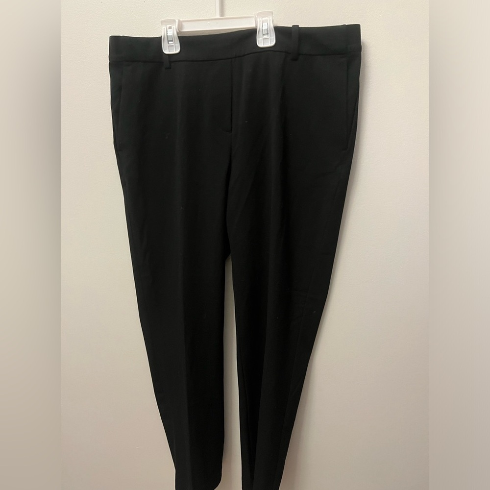 Women’s Pull Up Elastic Band H&M Black Straight Leg Office Dress Pants Size 14‌